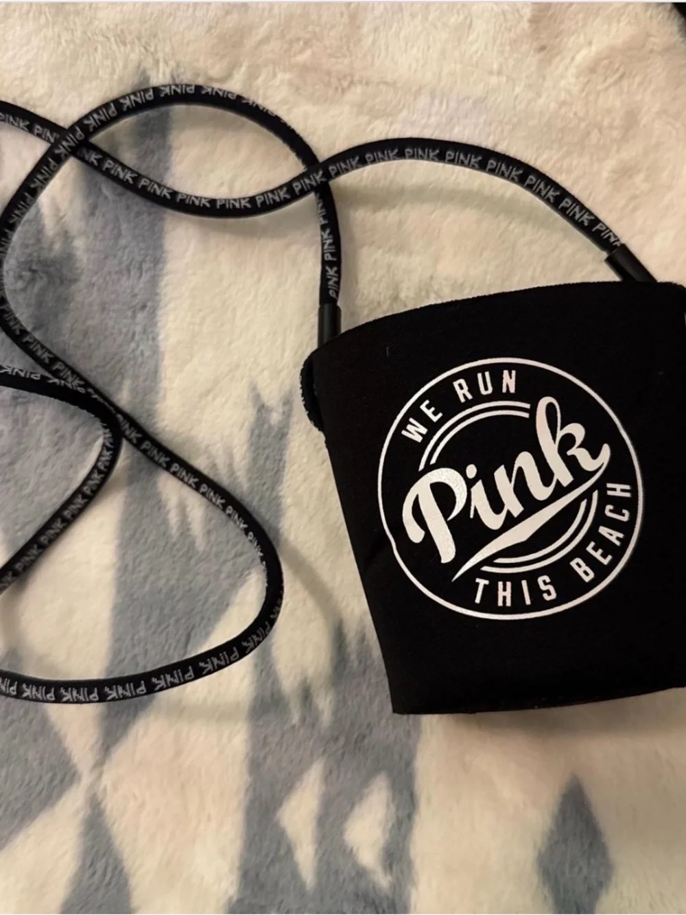 PINK Belt Bag with Black Coozie! “We run this beach”